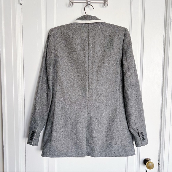 Banana Republic • Piped Grey Hack ing Jacket blazer two tone wool tweed long - Picture 10 of 12